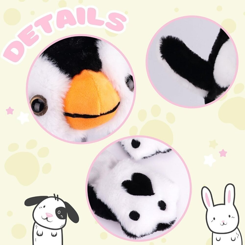 Kids Penguin Animal Hat with Ears Moving Jumping Pop Up Beating Plush Holiday - Picture 3 of 6